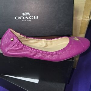 Coach Fuchsia Leather Ballet Flat q6838 Camilla Pebble Grain Size 7 M Nib